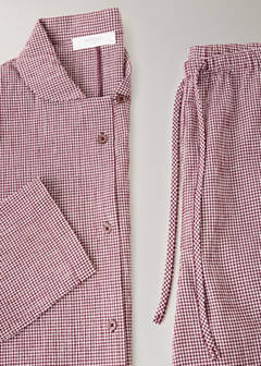 Two-piece cotton pyjamas in gingham check — Burgundy 8