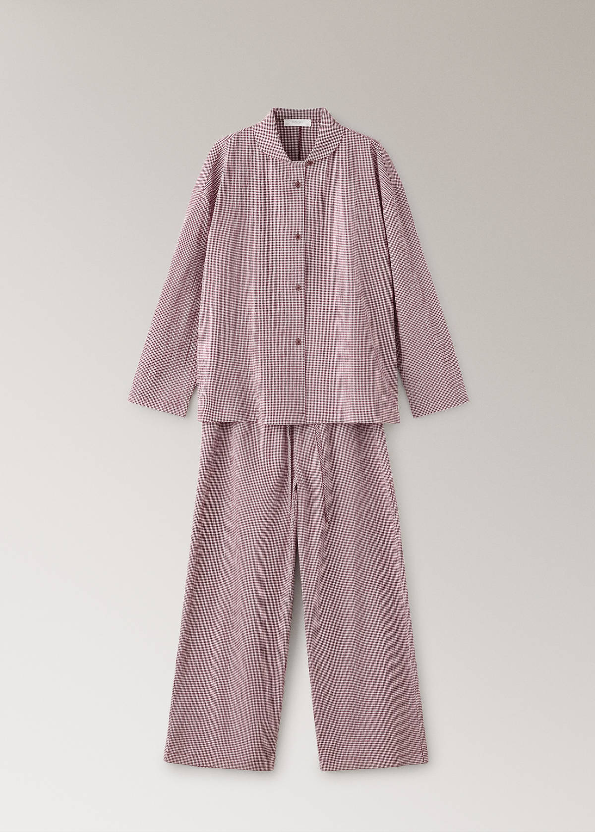 Two-piece cotton pyjamas in gingham check — Burgundy