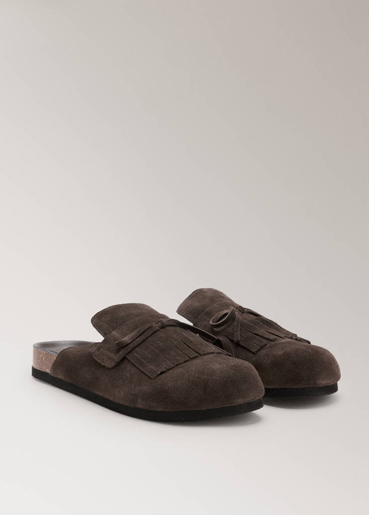 Leather clog shoes — Brown
