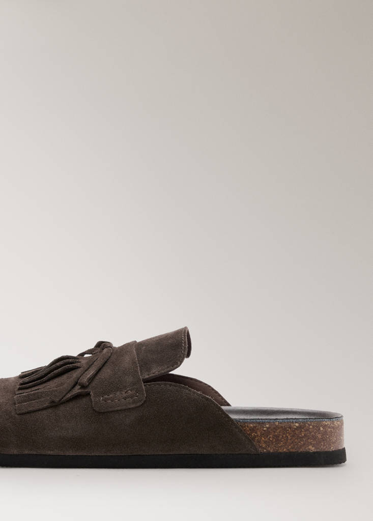 Leather clog shoes — Brown