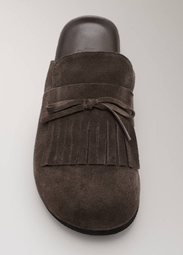 Leather clog shoes — Brown