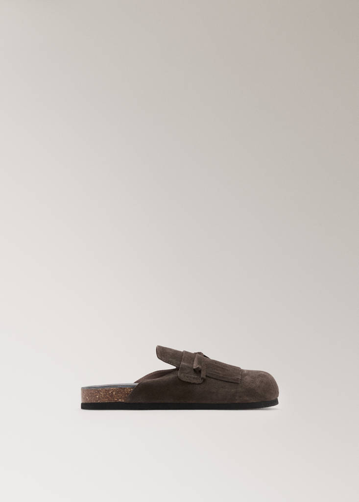 Leather clog shoes — Brown