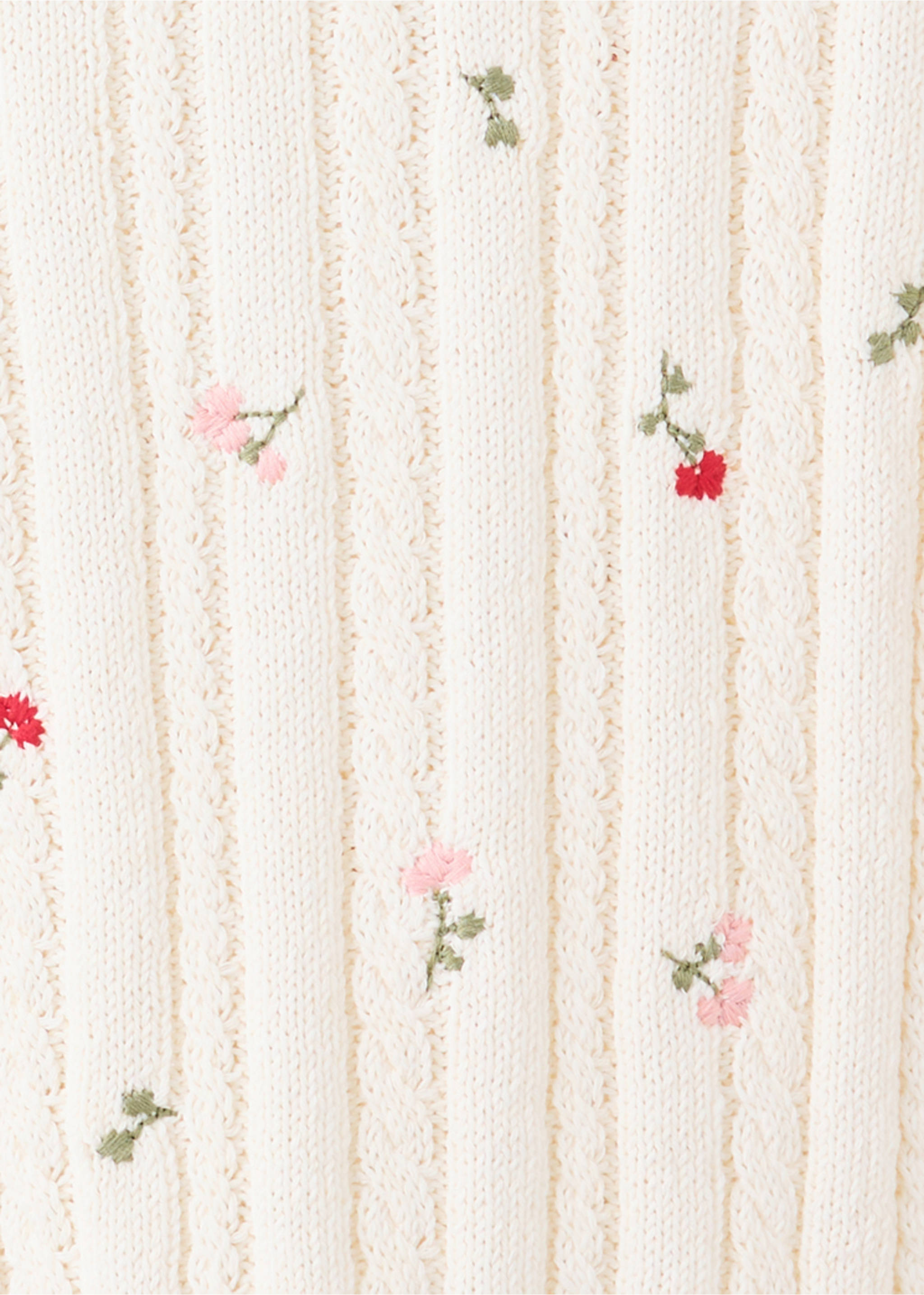 Ribbed jersey with floral embroidery - Details of the article 0, Ecru. Ref: 37092952-00.