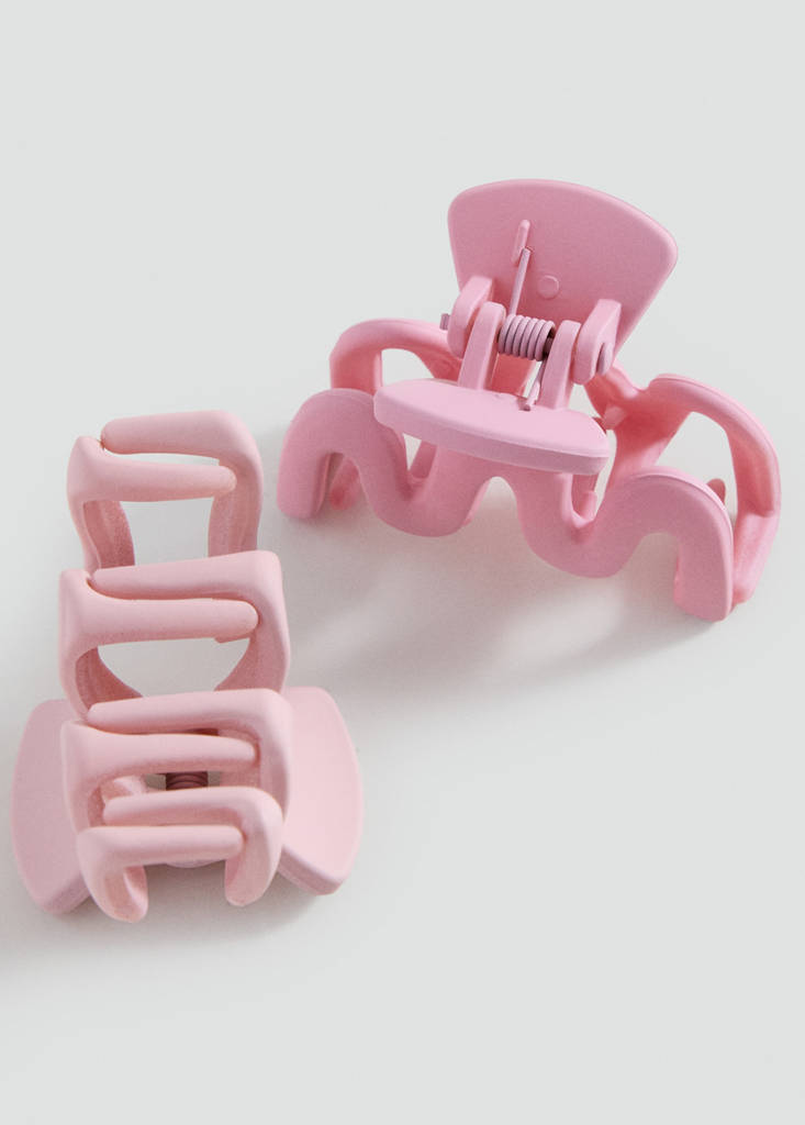 Pack of 2 fur-effect hair clips — Pink