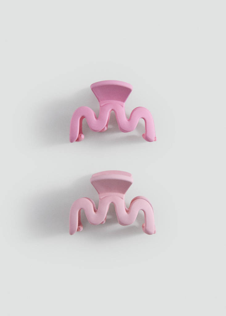 Pack of 2 fur-effect hair clips — Pink