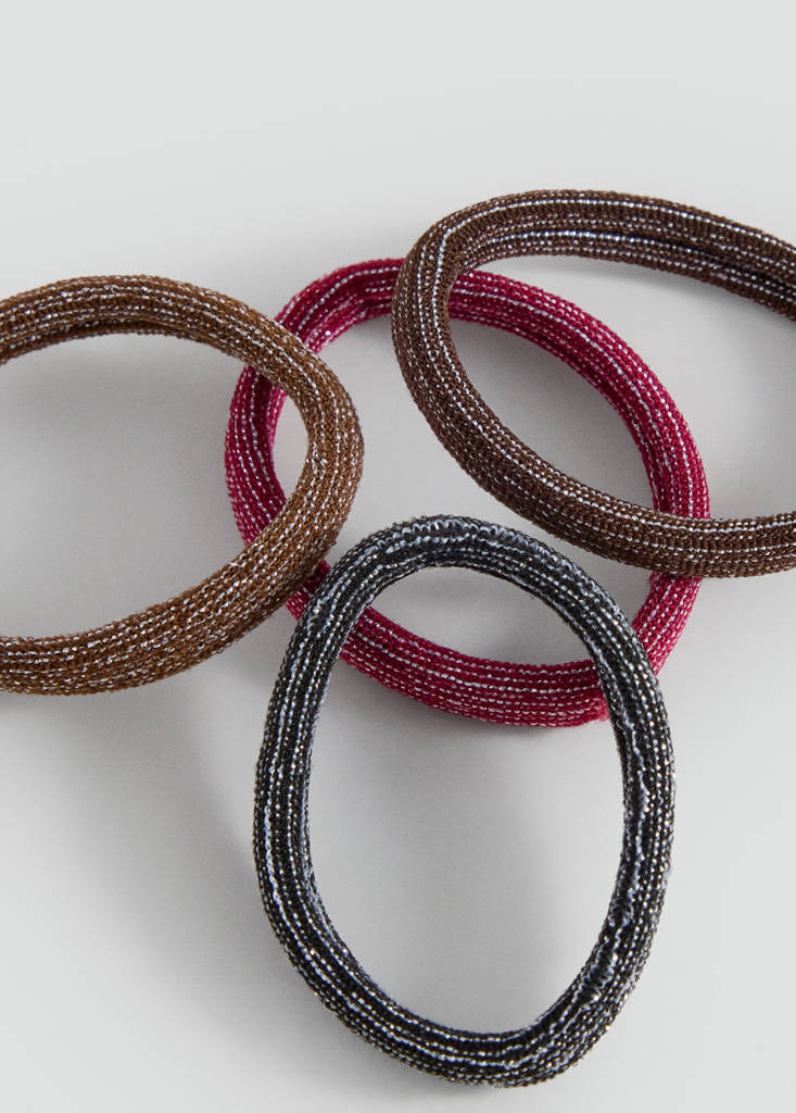Lurex hair bobble pack — Red