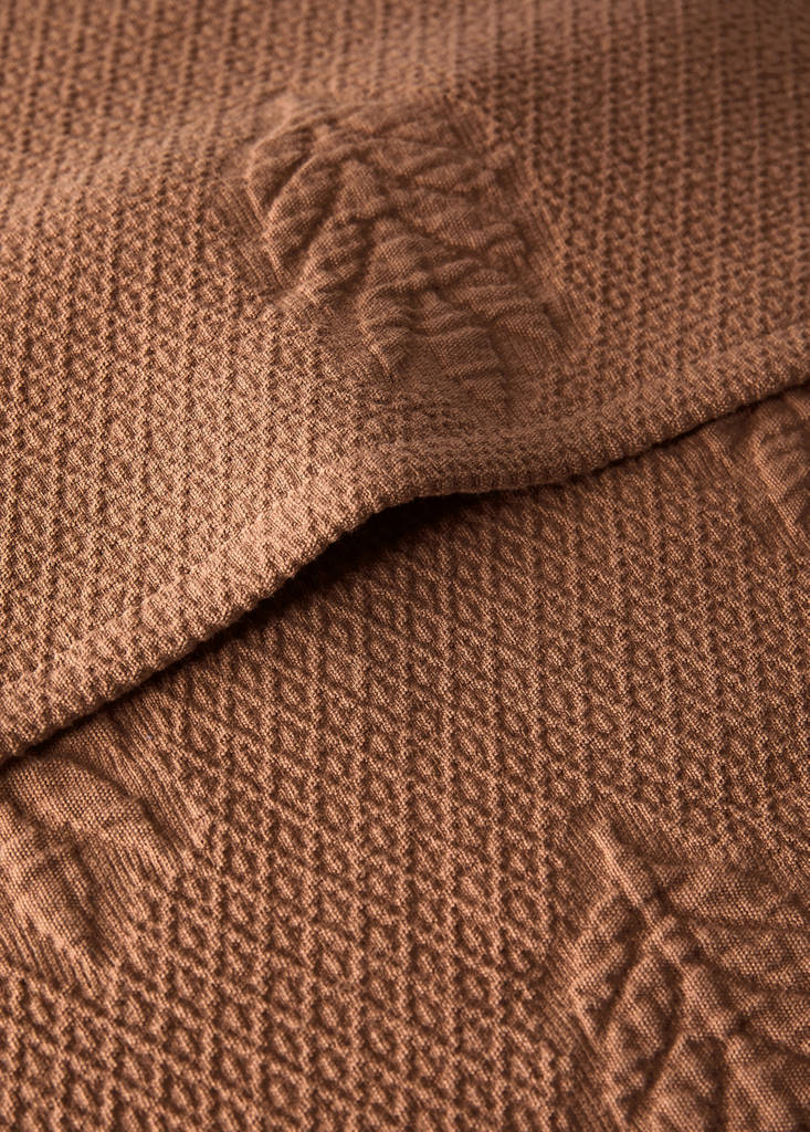 Floral embroidered cushion cover 50x50cm — Caramel