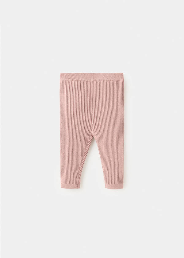 Cotton ribbed leggings — Pink