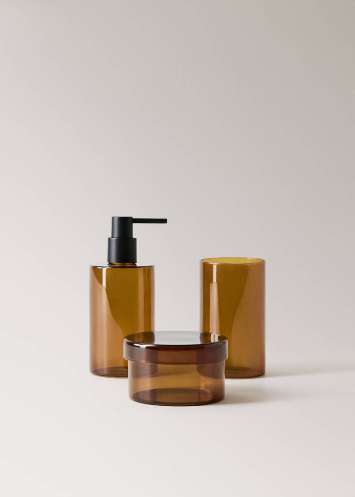 Glass bathroom container — Medium Brown