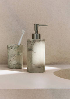 Travertine-effect resin soap dispenser — Sand 1