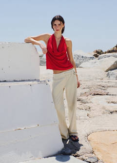 Straight-leg jeans with buckles — Sand 2