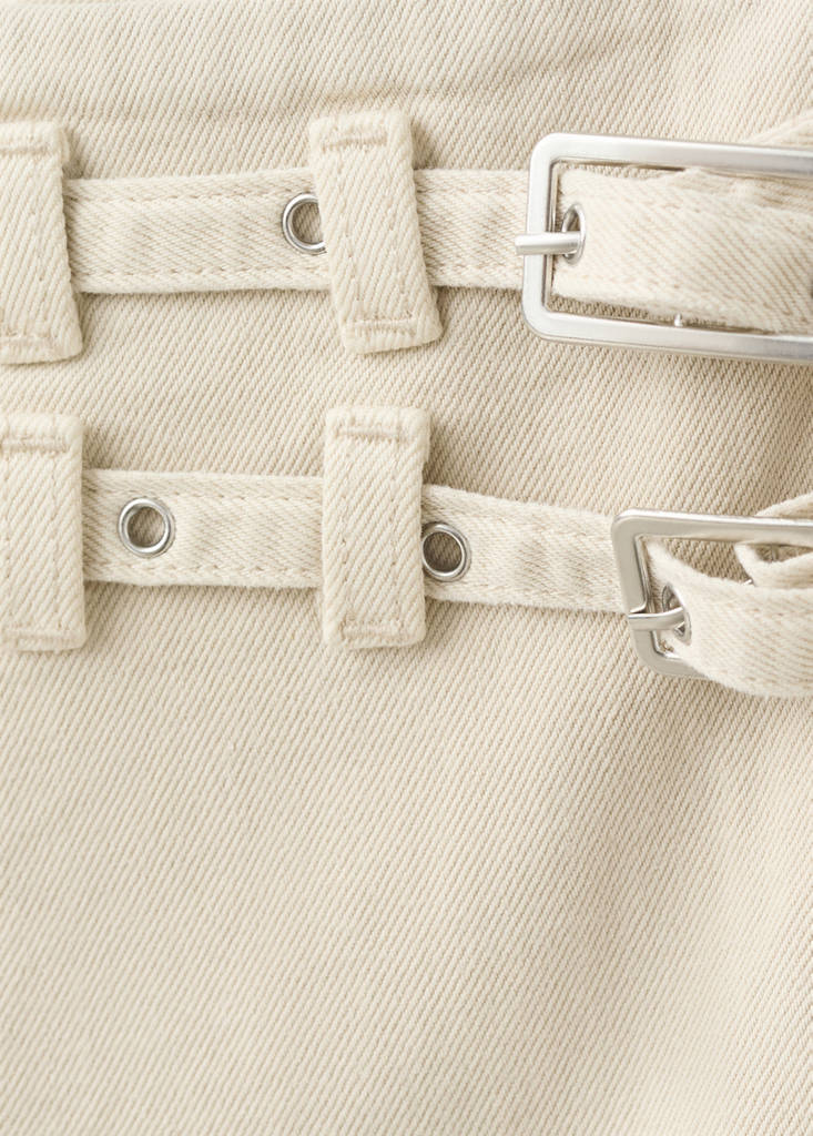 Straight-leg jeans with buckles — Sand
