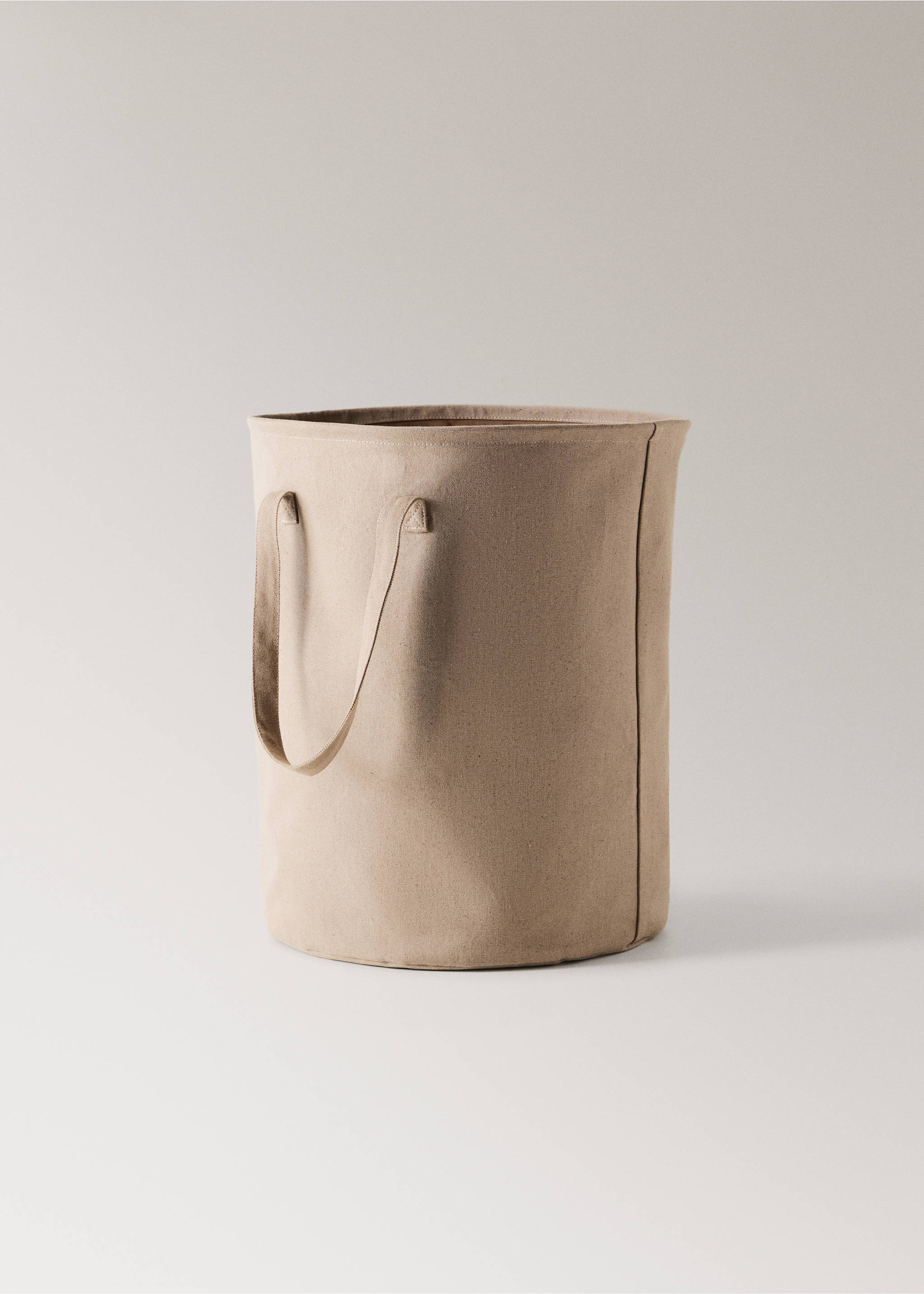 Cotton canvas basket - Details of the article 1, Beige. Ref: 37093288-00.