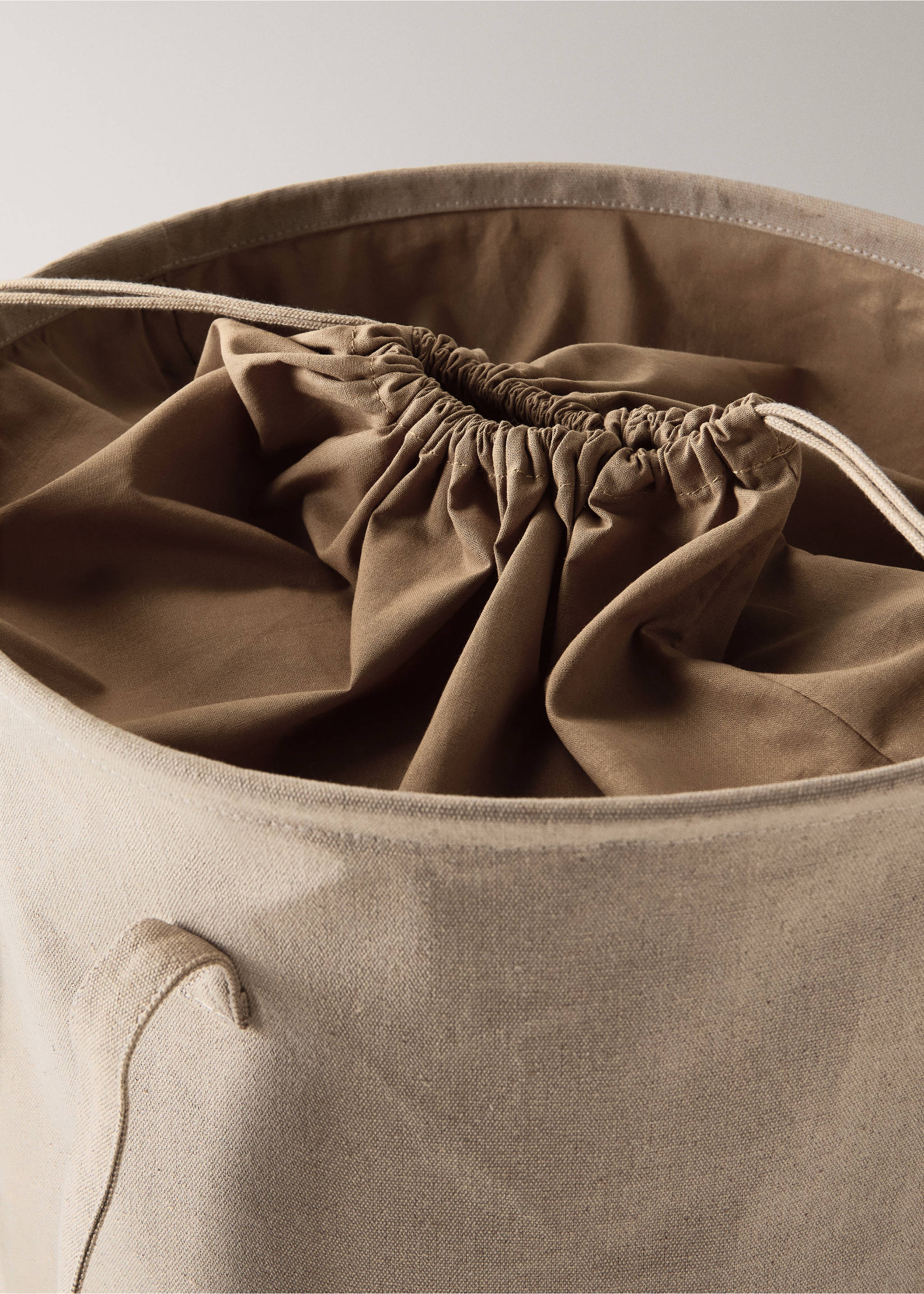 Cotton canvas basket - Details of the article 2, Beige. Ref: 37093288-00.