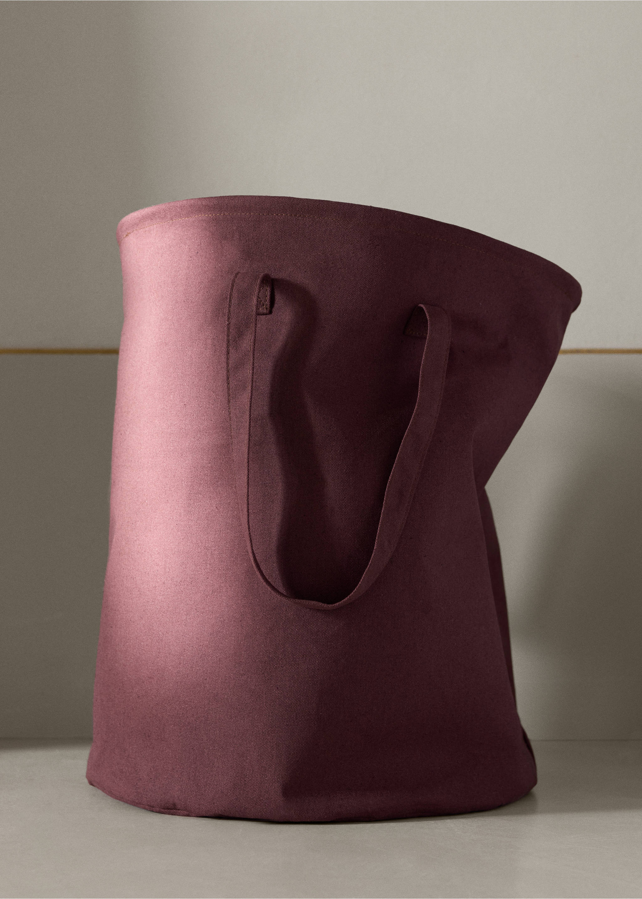 Cotton canvas basket - General plane, Burgundy. Ref: 37093288-00.