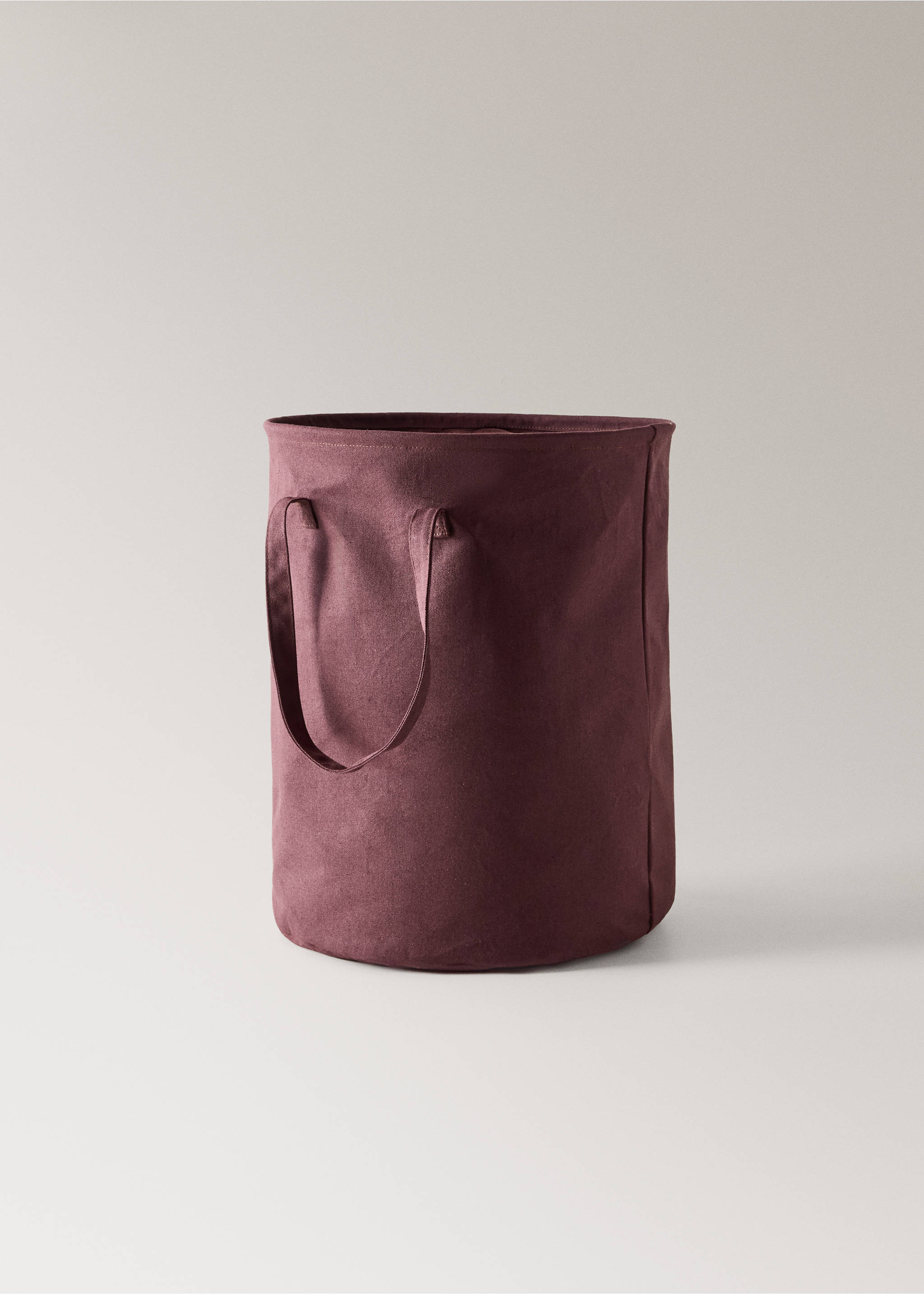 Cotton canvas basket - Details of the article 1, Burgundy. Ref: 37093288-00.