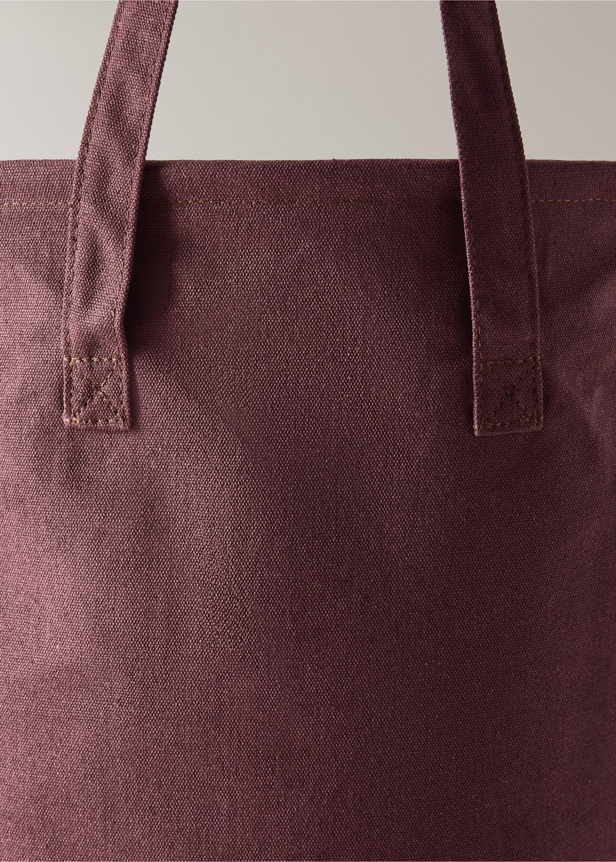 Cotton canvas basket - Details of the article 3, Burgundy. Ref: 37093288-00.