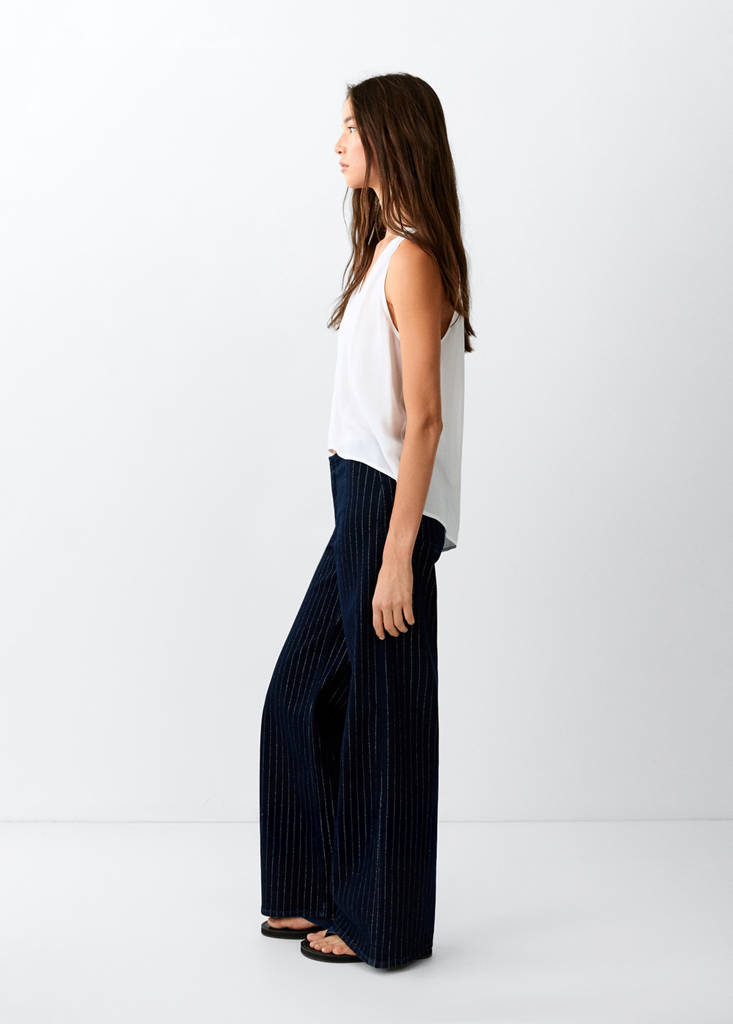 Wide-leg jeans with lurex stripes — Open Blue