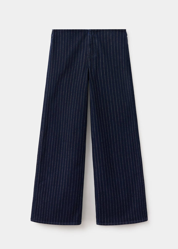 Wide-leg jeans with lurex stripes — Open Blue