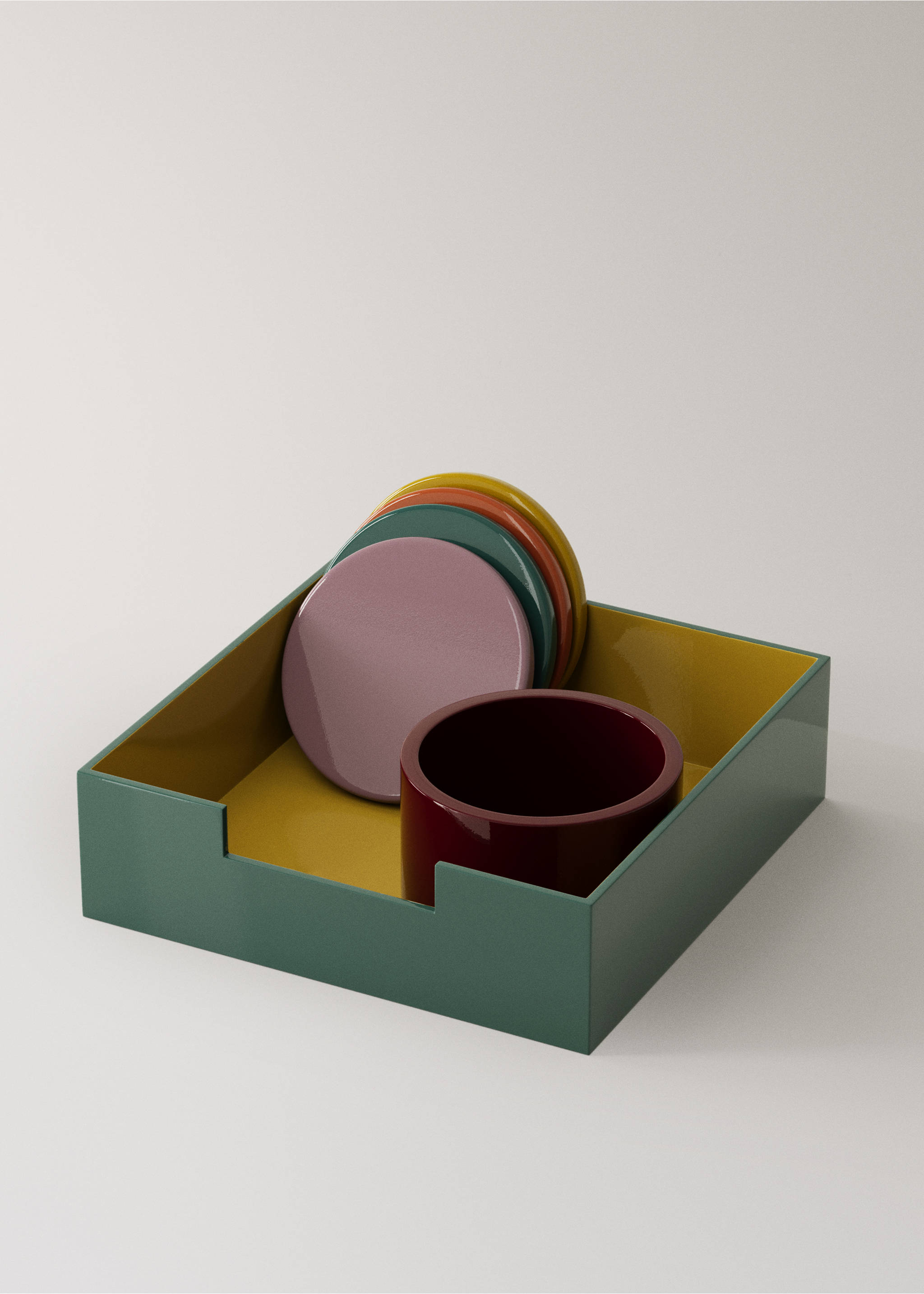 Two-tone wooden napkin holder - Details of the article 3, Curry. Ref: 37093291-00.