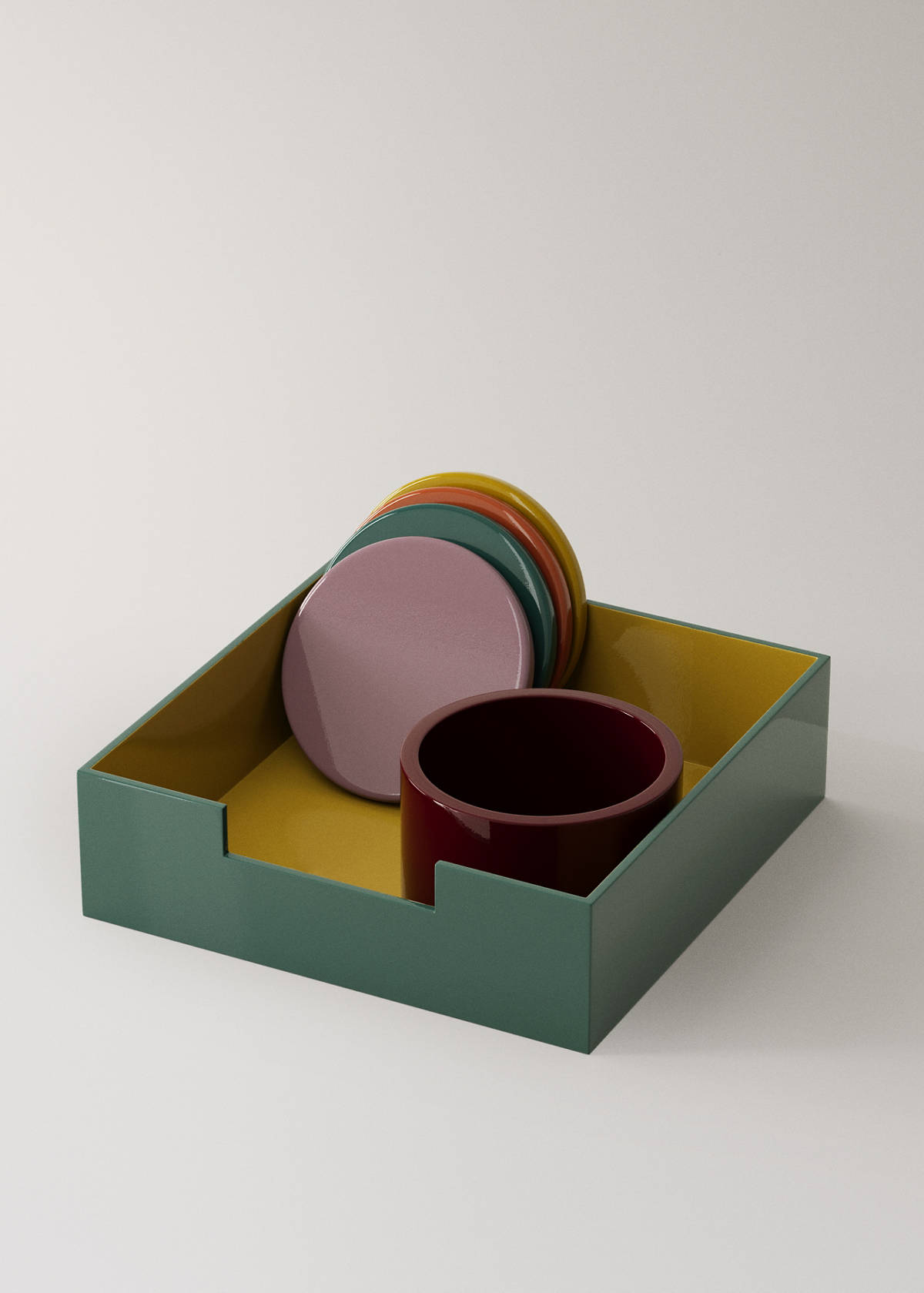 Two-tone wooden napkin holder — Curry