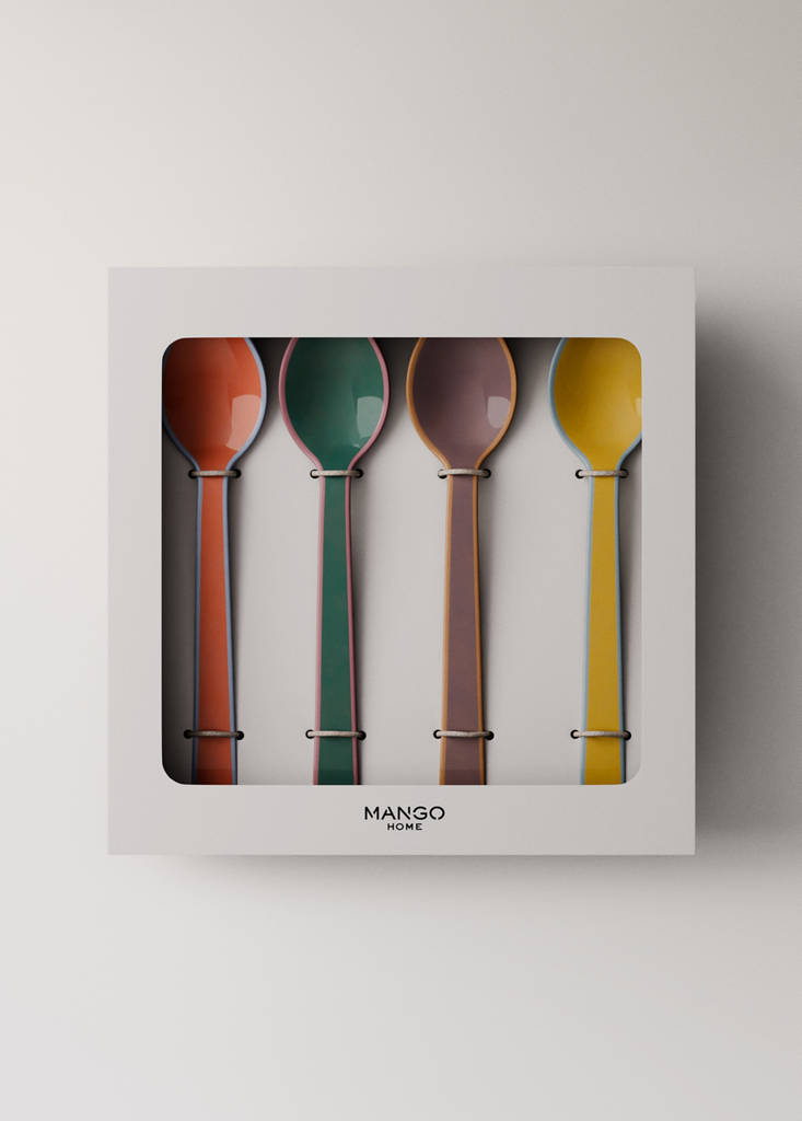Set of 4 multi-coloured dessert spoons — Curry