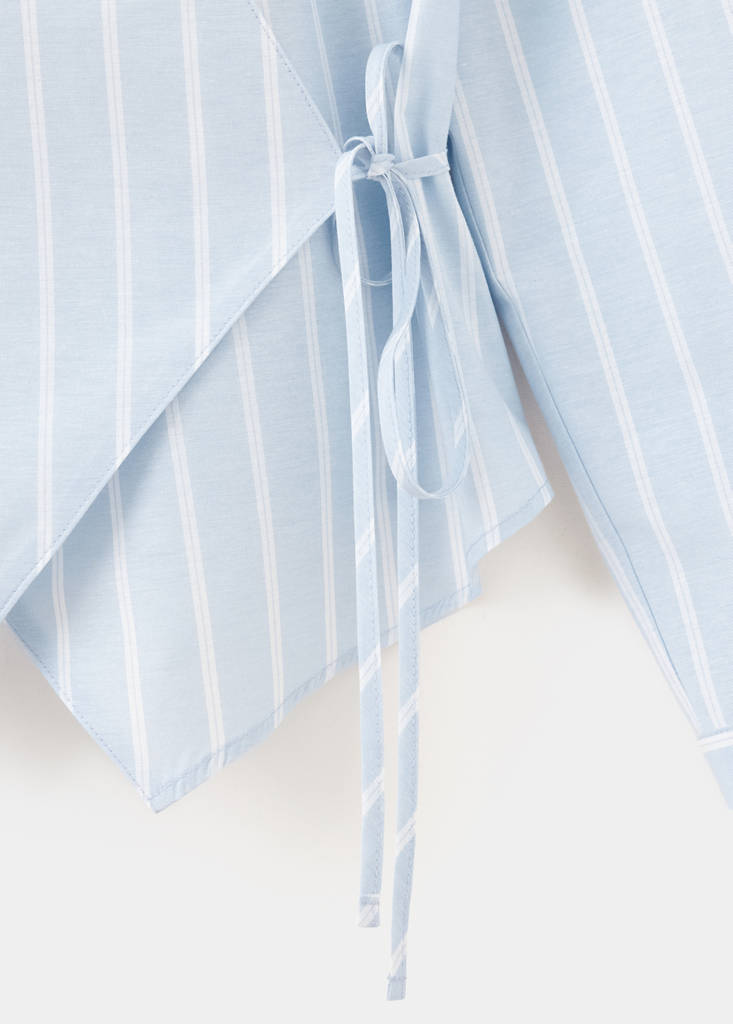 Striped cotton-blend shirt — Sky Blue