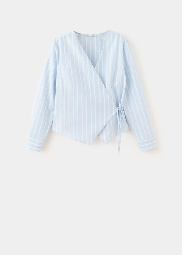 Striped cotton-blend shirt — Sky Blue