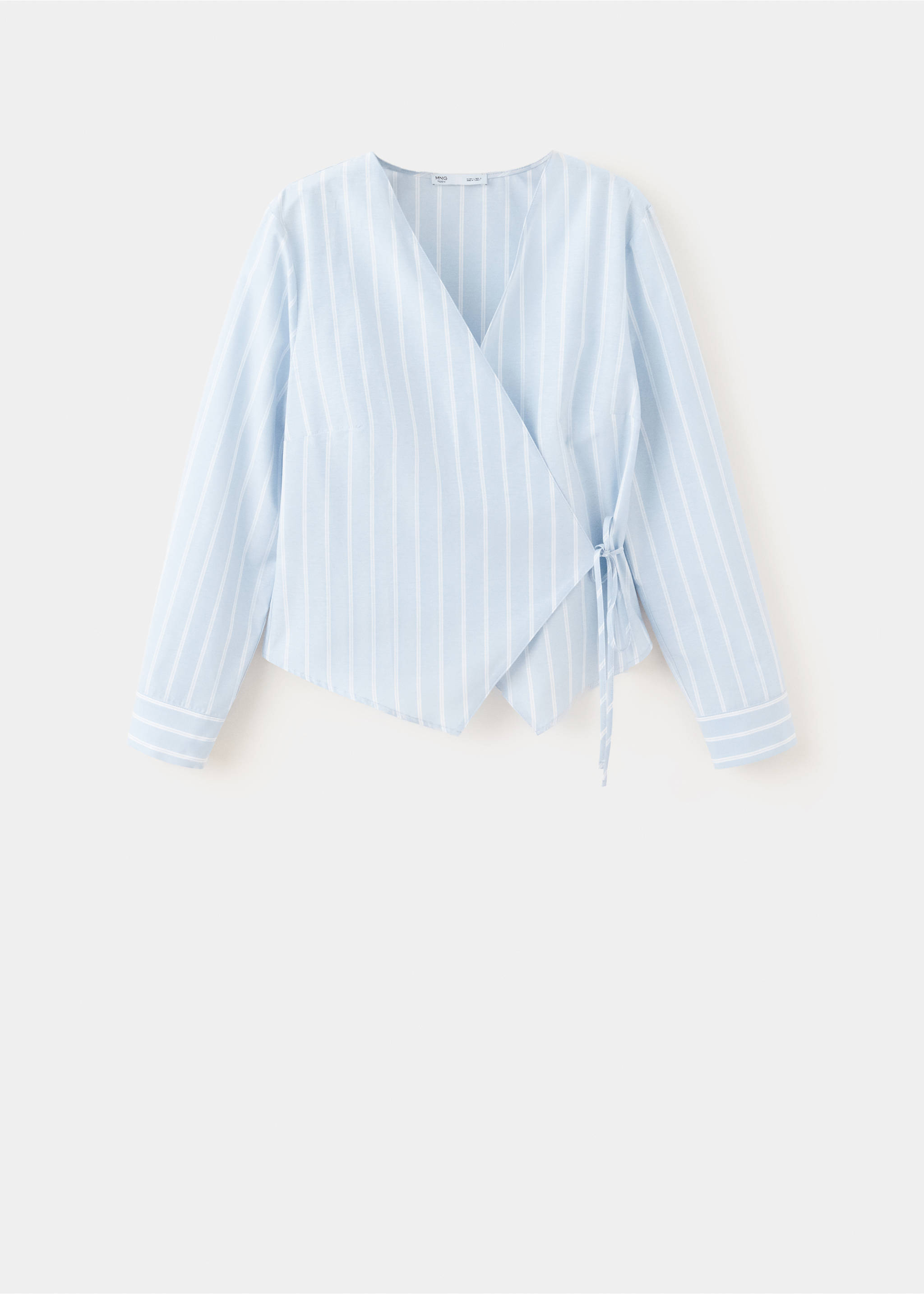 Striped cotton-blend shirt - Article without model, Sky Blue. Ref: 37093302-00.