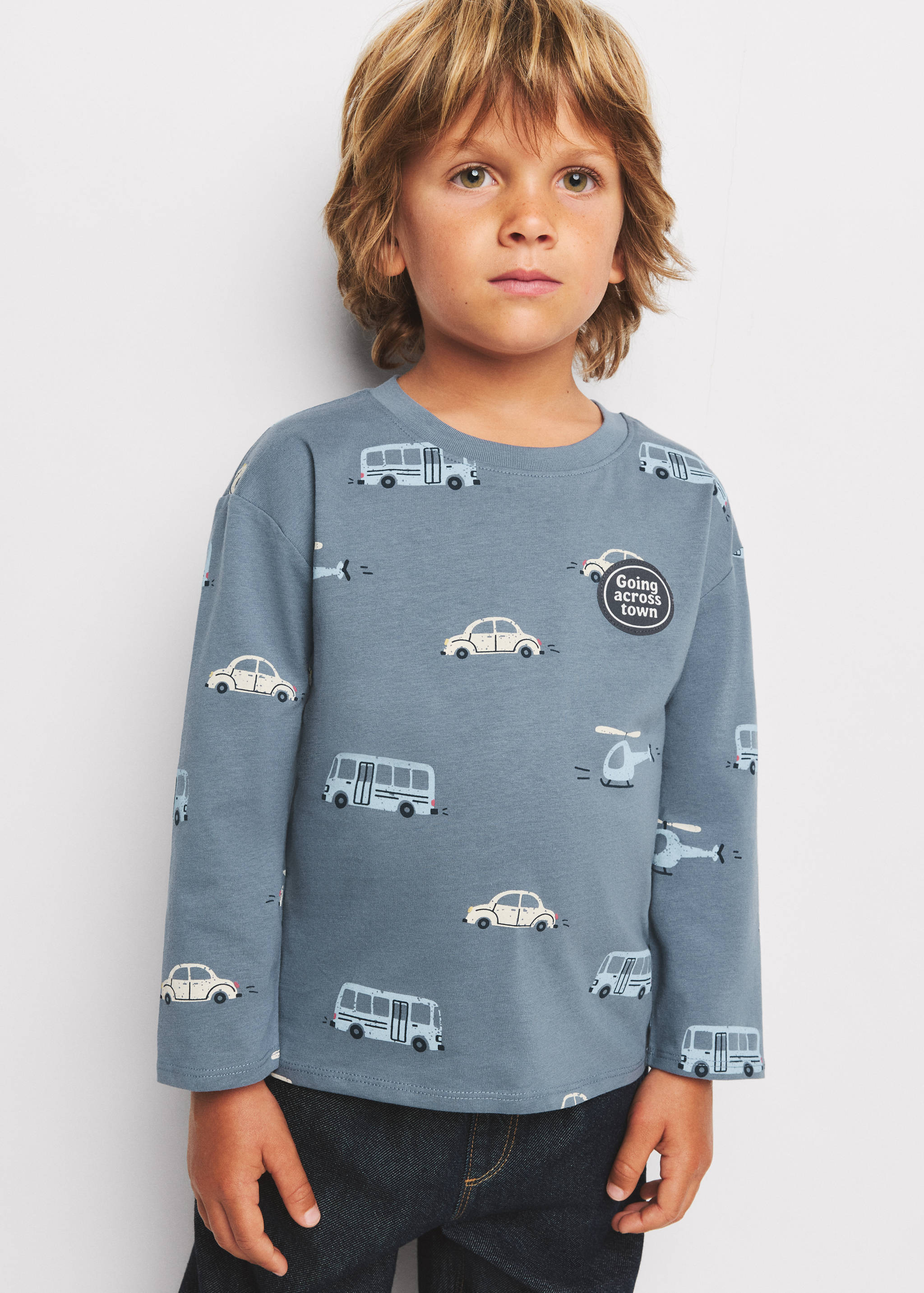 100% cotton T-shirt with designs - Medium plane