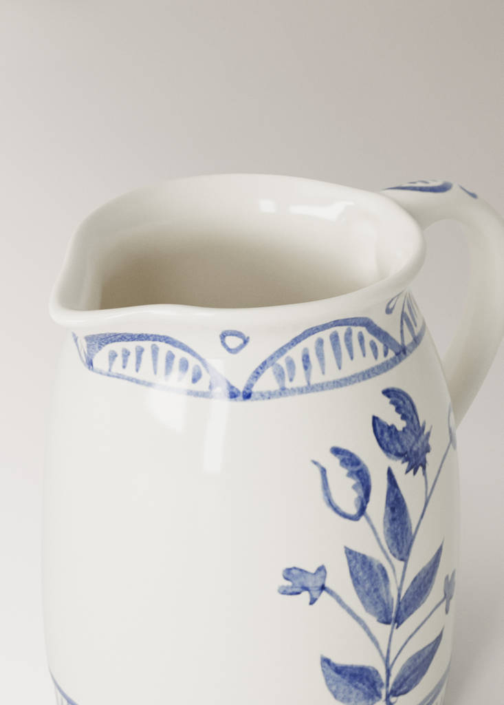 Hand-painted stoneware jar — Blue