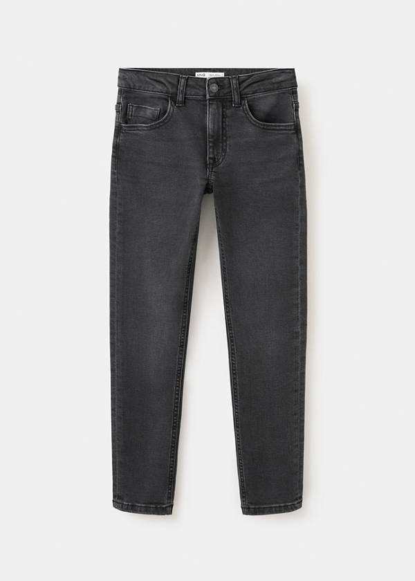 Skinny fit cotton jeans — Black denim