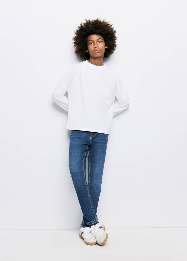 Skinny fit cotton jeans — Dark Blue