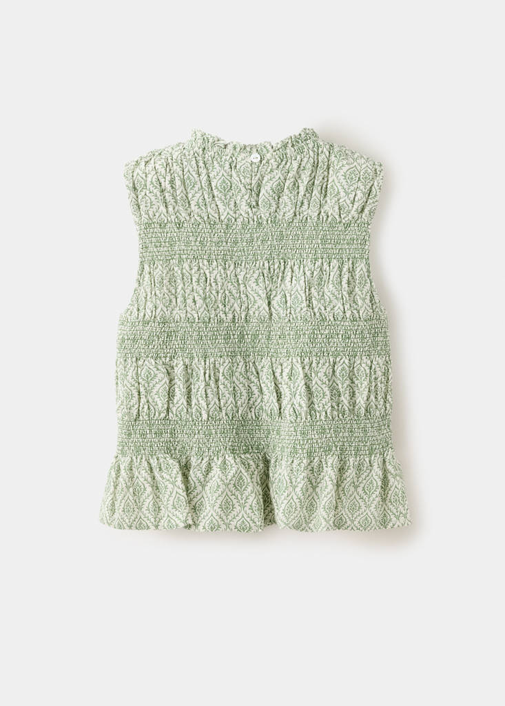 Ruched printed blouse — Pastel Green