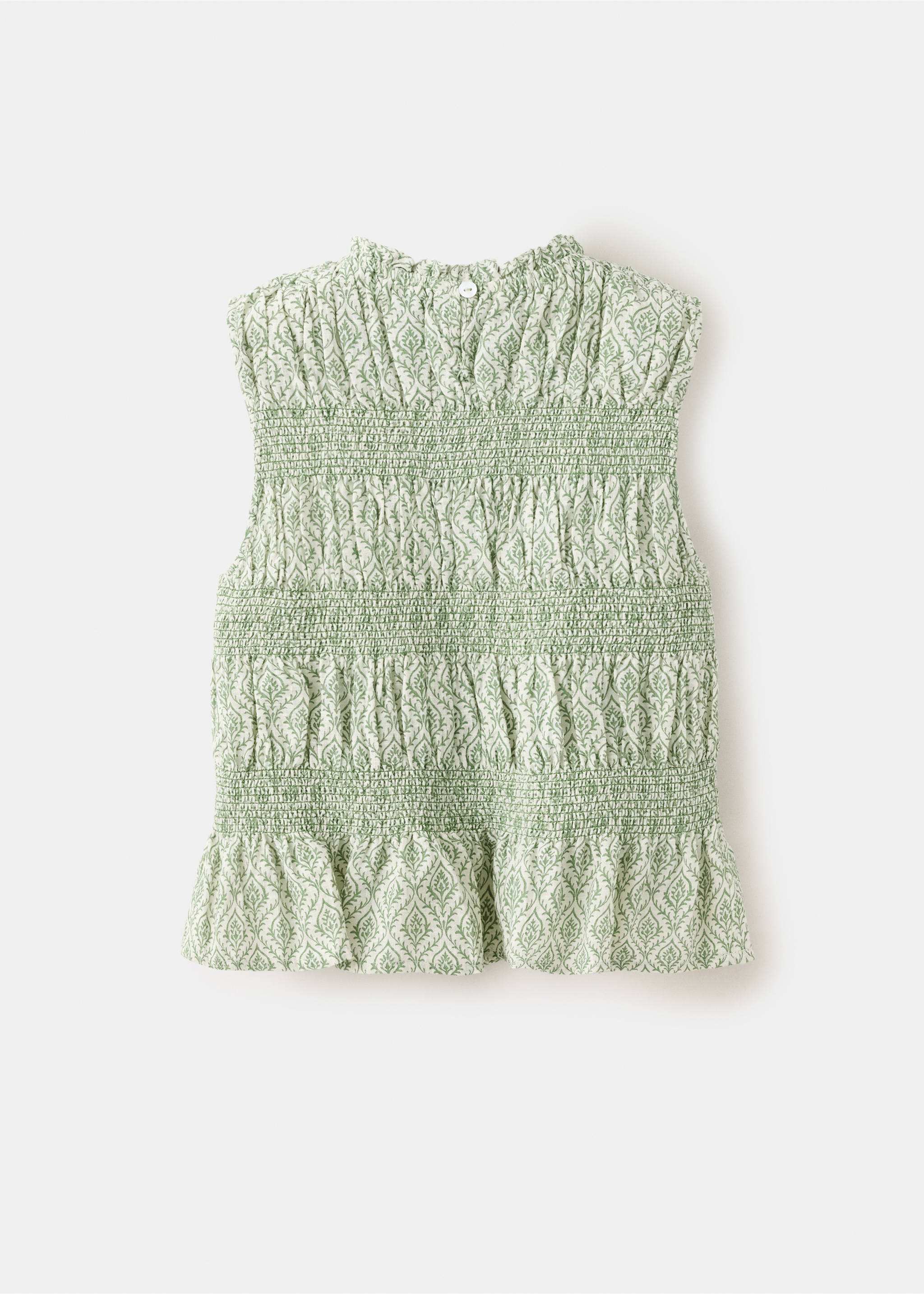 100% cotton gathered blouse - Reverse of the article, Pastel Green. Ref: 37093312-00.