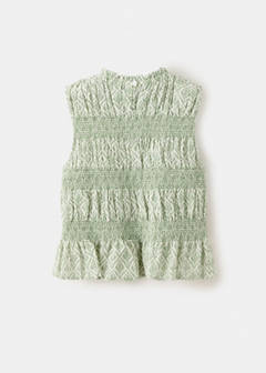 Printed ruched blouse — Pastel Green 4