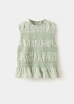 Printed ruched blouse — Pastel Green 2