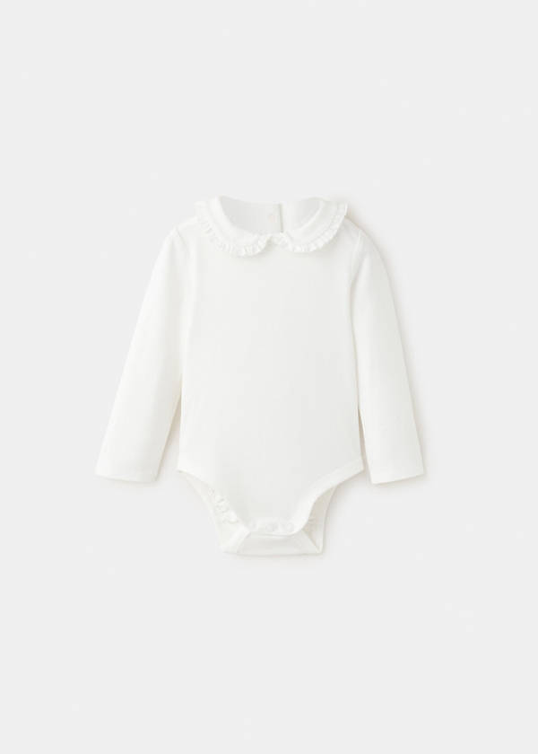 Cotton baby collar playsuit — Off White
