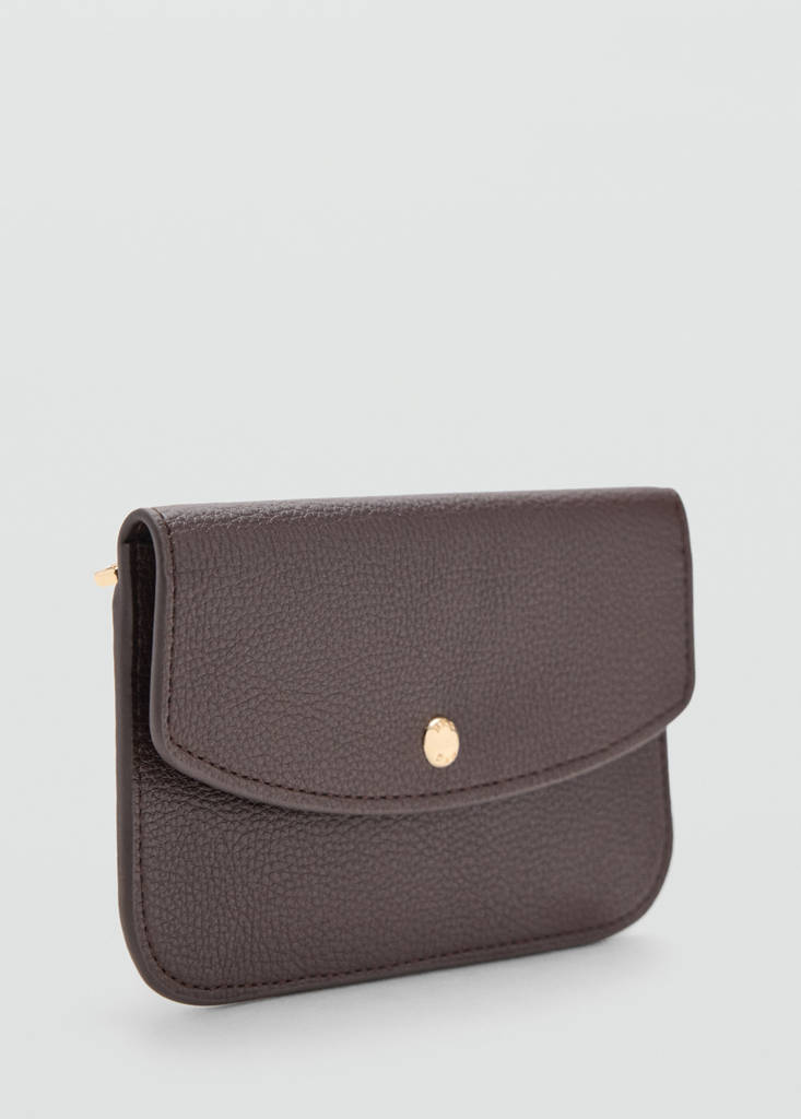 Wallet with button flap — Chocolate