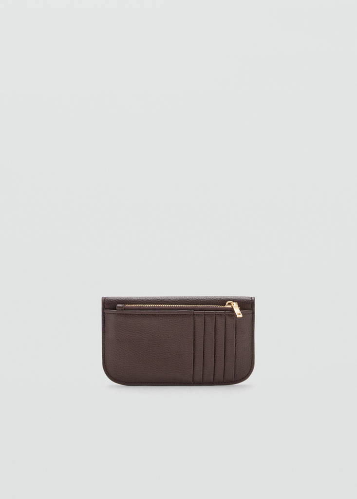 Wallet with button flap — Chocolate