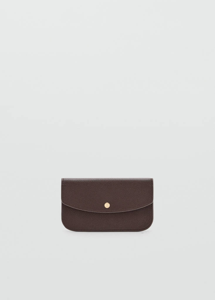 Wallet with button flap — Chocolate