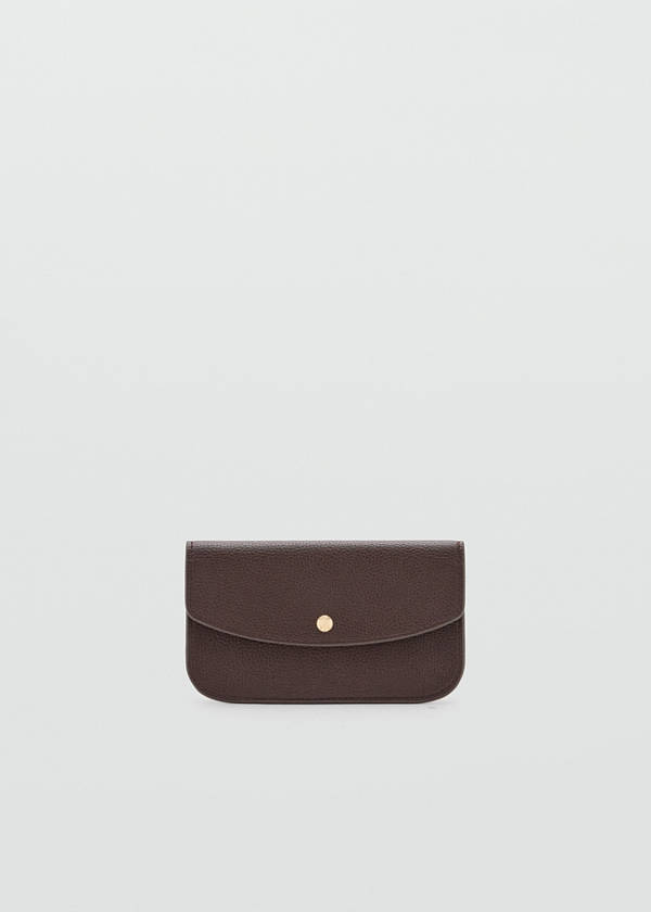 Wallet with button flap — Chocolate