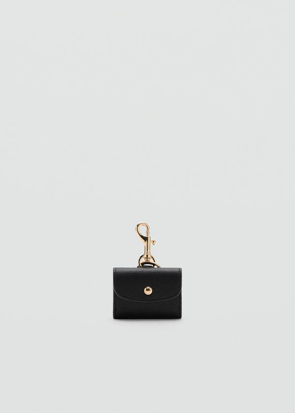 Earphone pouch with flap — Black