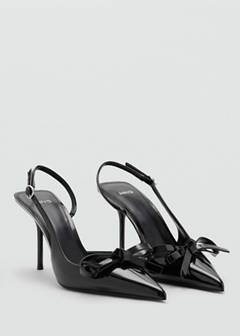 Patent leather bow high heel shoe — Black 2