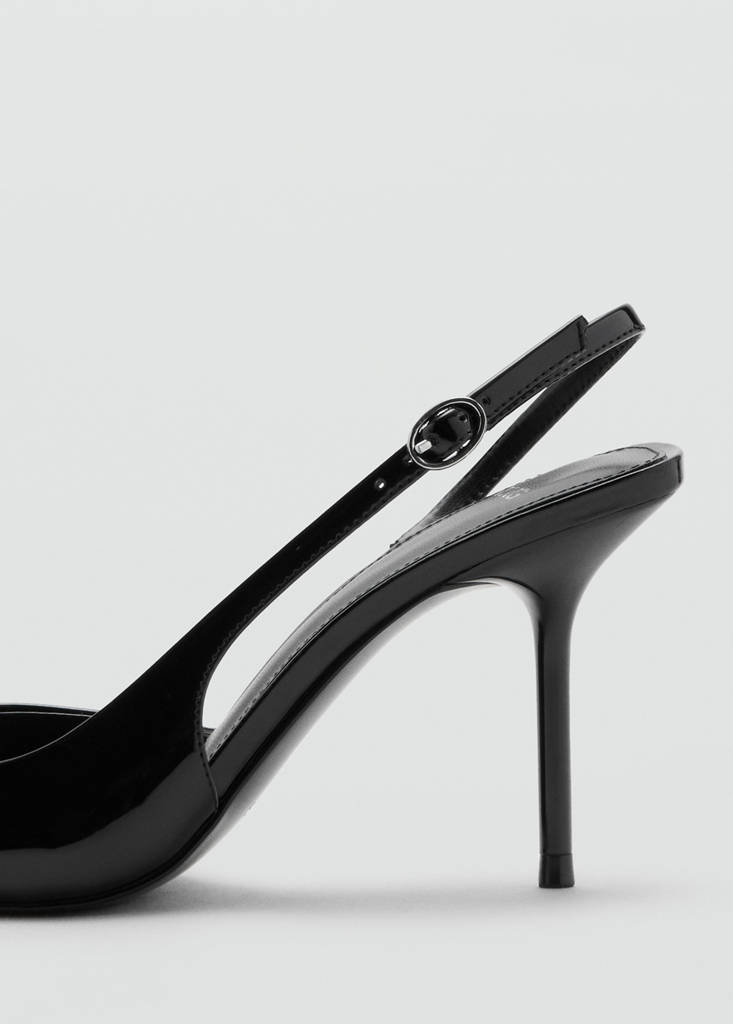 Patent leather bow high heel shoe — Black