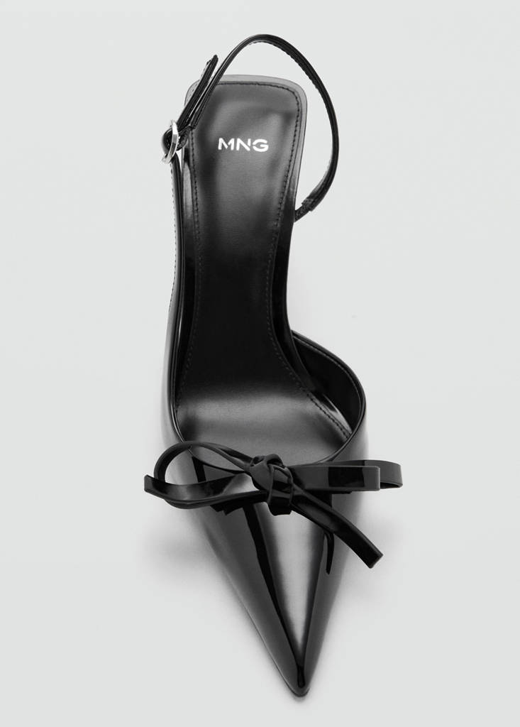 Patent leather bow high heel shoe — Black