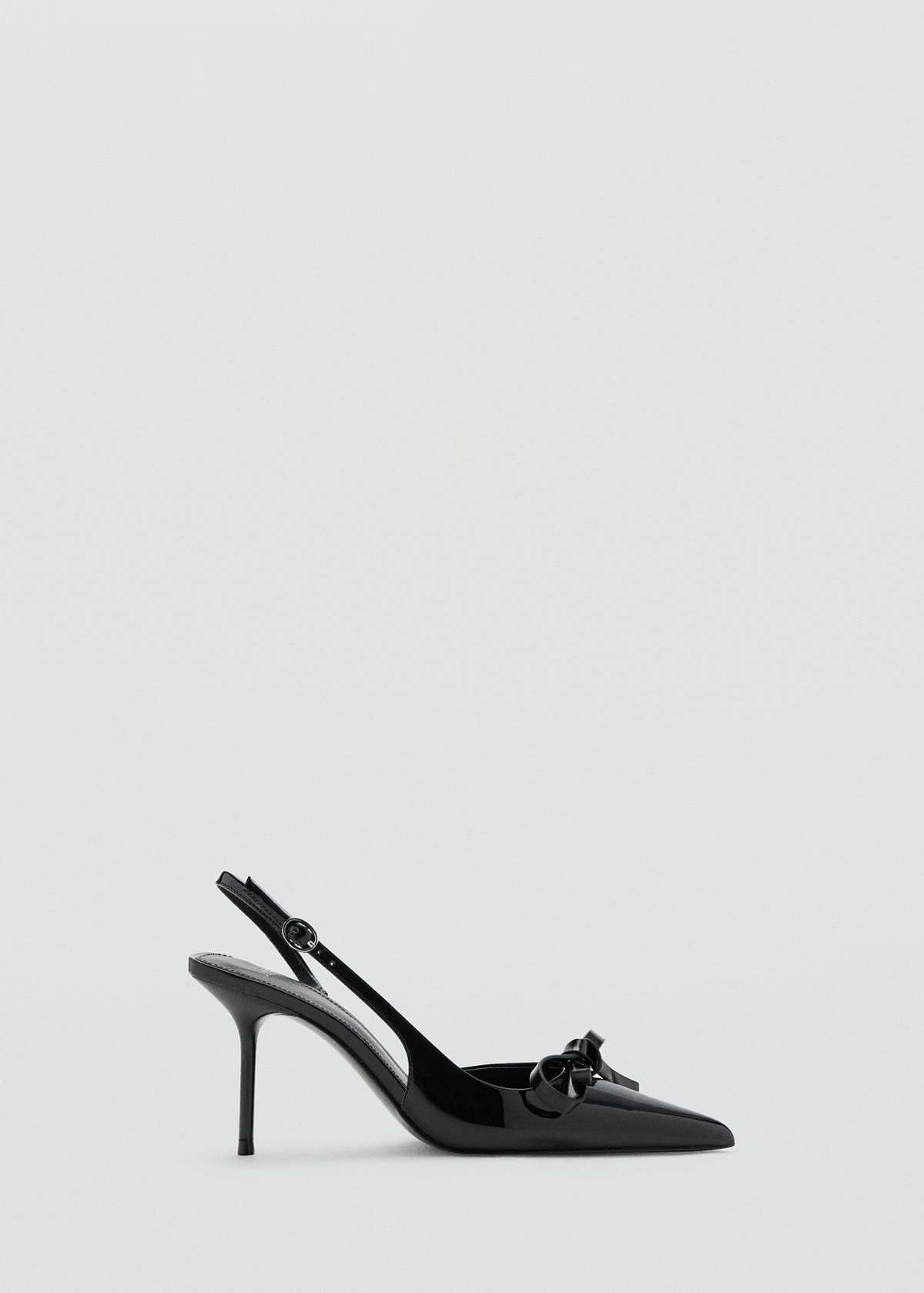 Patent leather bow high heel shoe — Black