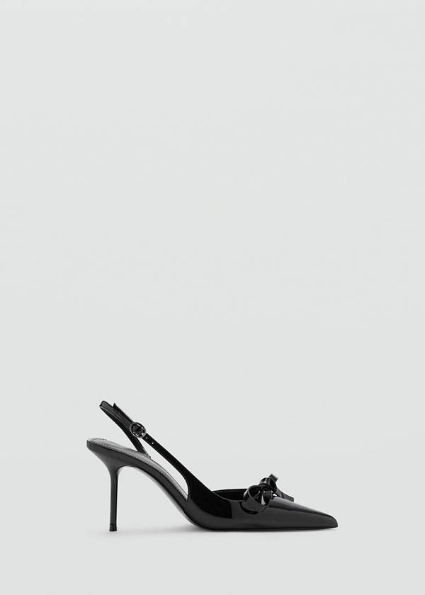 Patent leather bow high heel shoe — Black