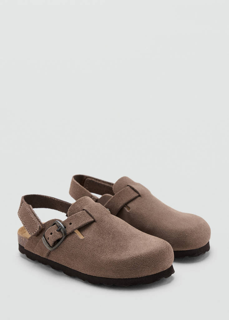 Leather clog with adjustable strap — Chocolate