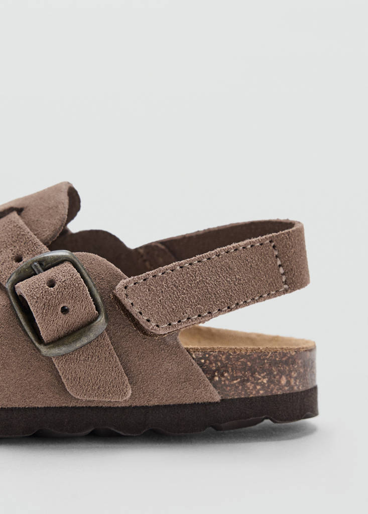 Leather clog with adjustable strap — Chocolate